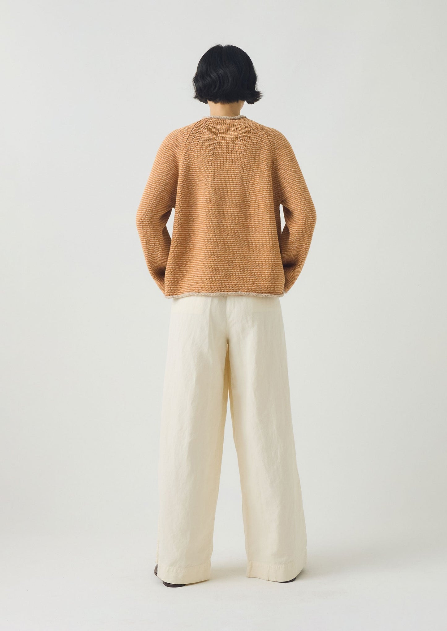Pantaloni a gamba larga in cotone e lino Corinne | Pergamena