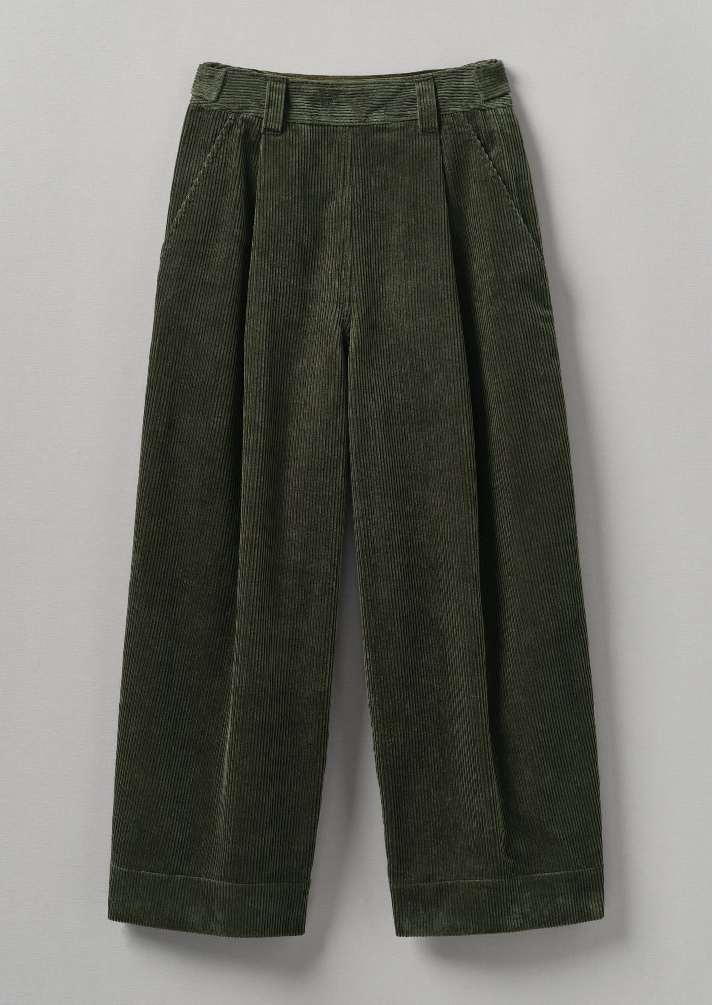 Pantaloni con pieghe anteriori in velluto a coste organico | Alghe