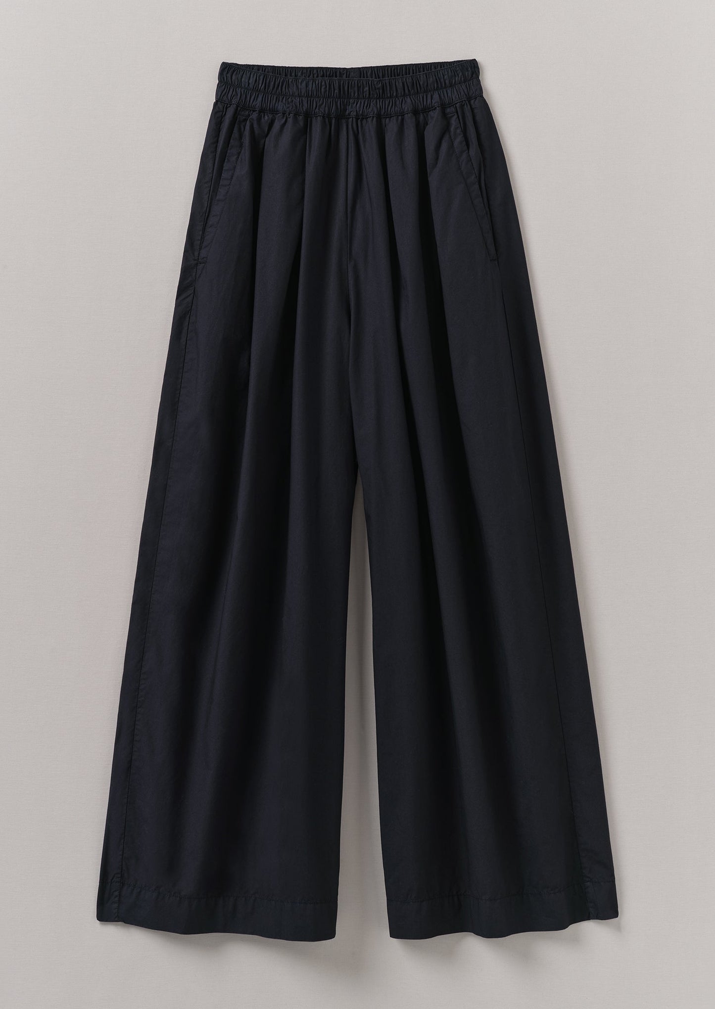 Pantaloni in popeline di cotone plissettato | Inchiostro