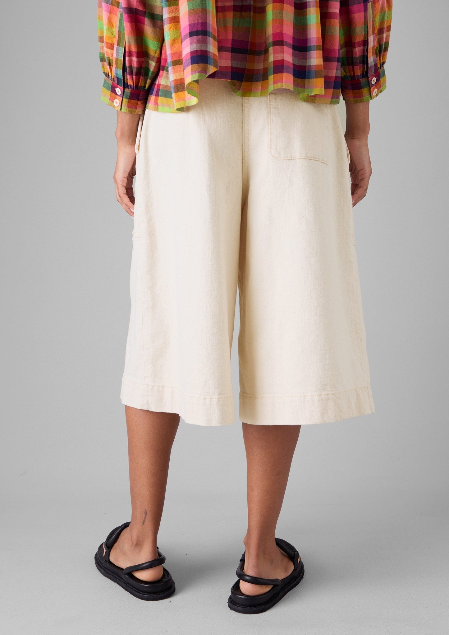 Pantaloncini in denim plissettati | Ecru