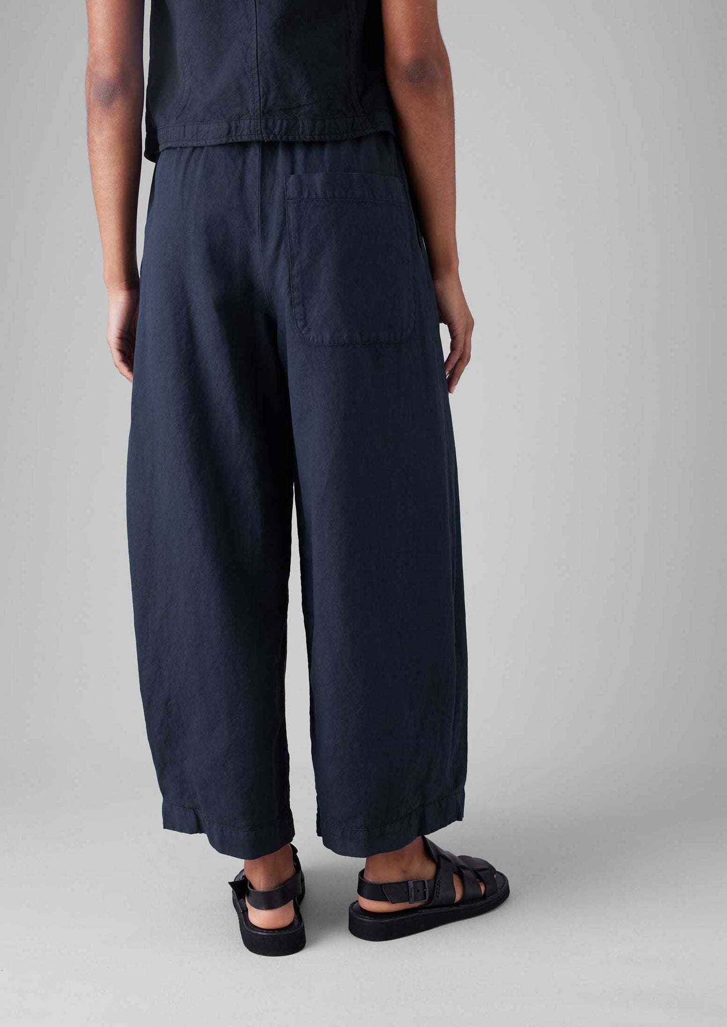 Pantaloni a gamba larga in tela di lino e cotone | Antracite