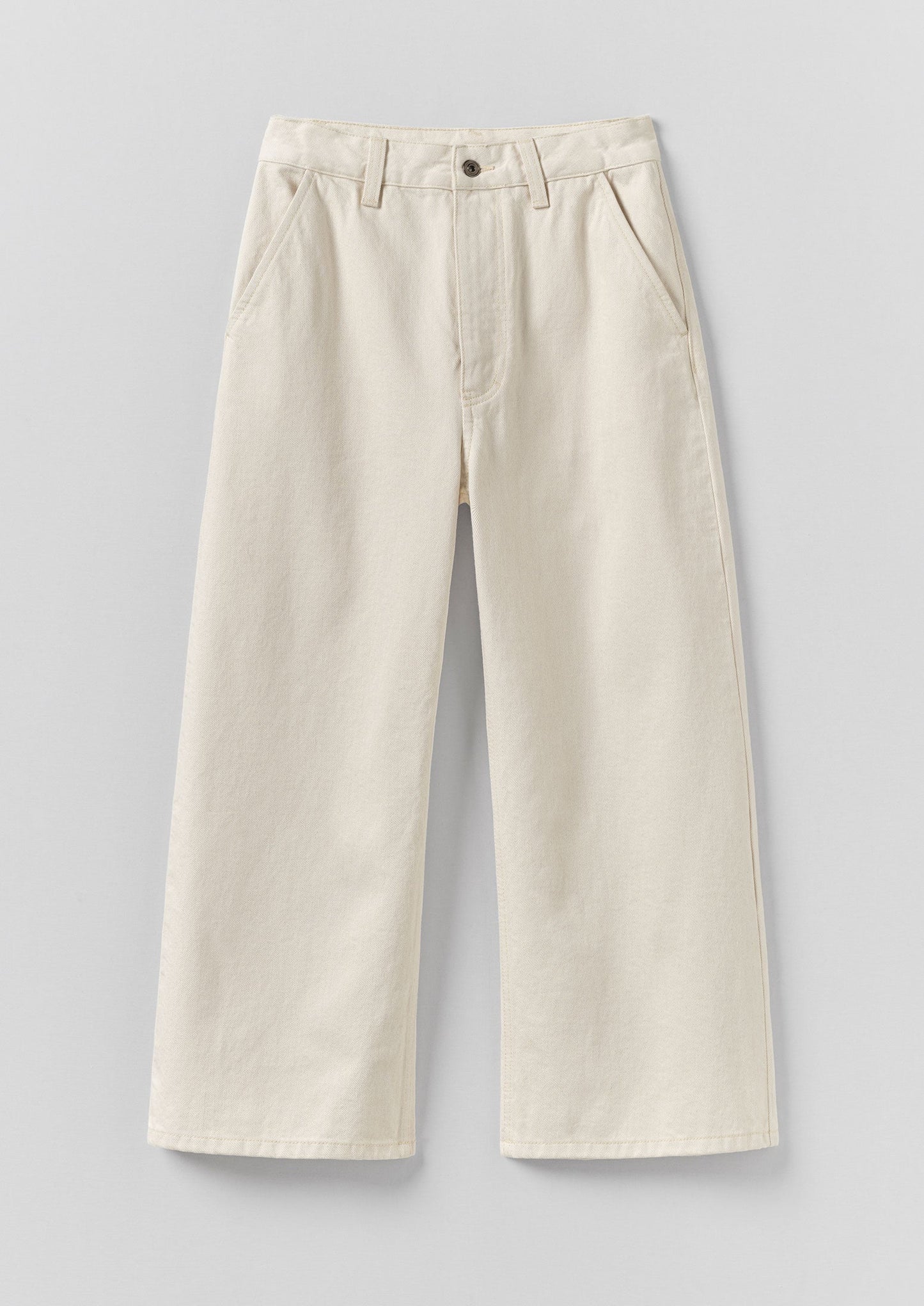 Pantaloni in denim a gamba larga e rilassati | Ecru