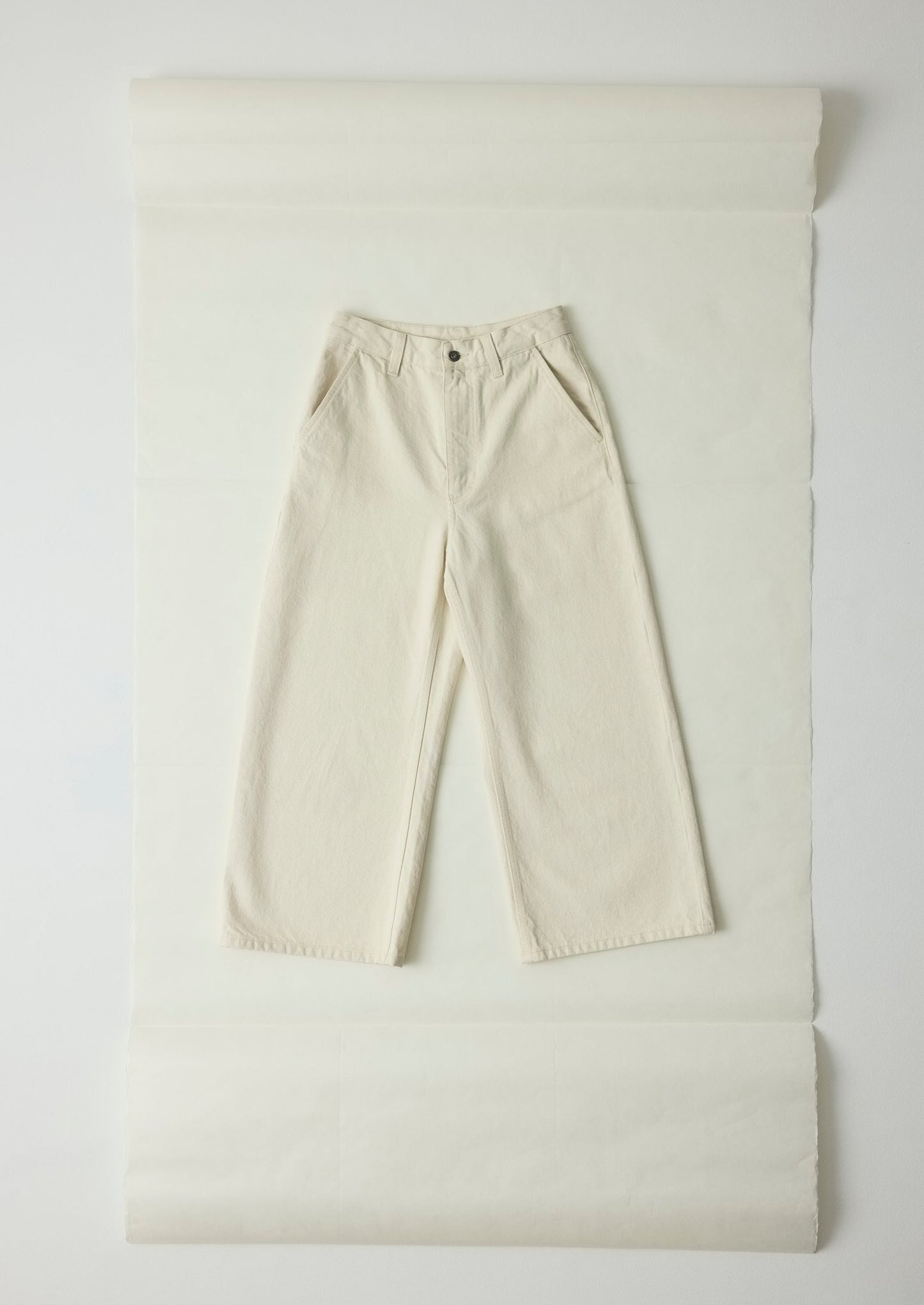 Pantaloni in denim a gamba larga e rilassati | Ecru