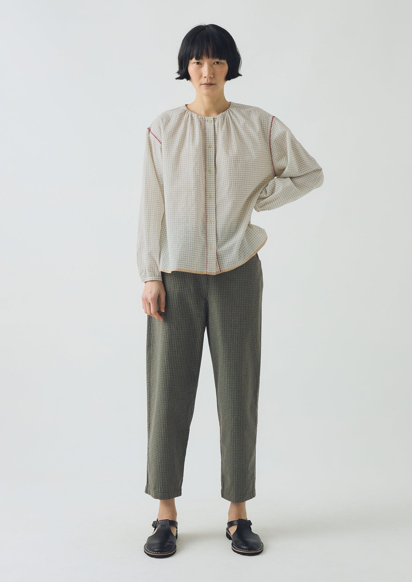 Pantaloni Alix Pixel Check | Verde Matcha