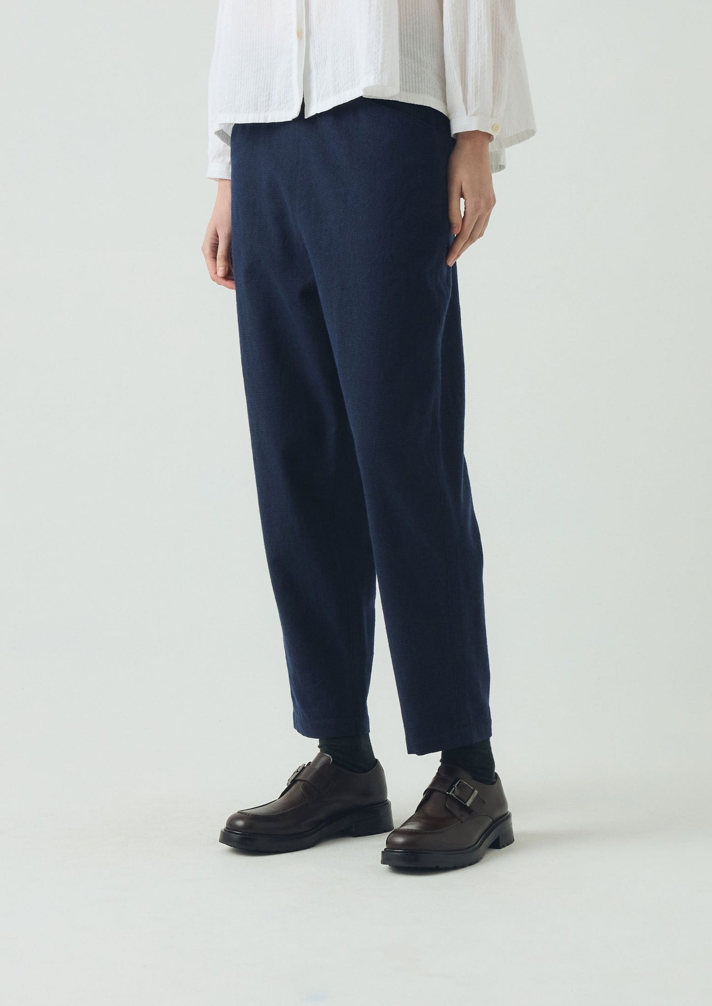 Pantaloni Alix in cotone e lana con motivo pied de poule | Blu navy scuro