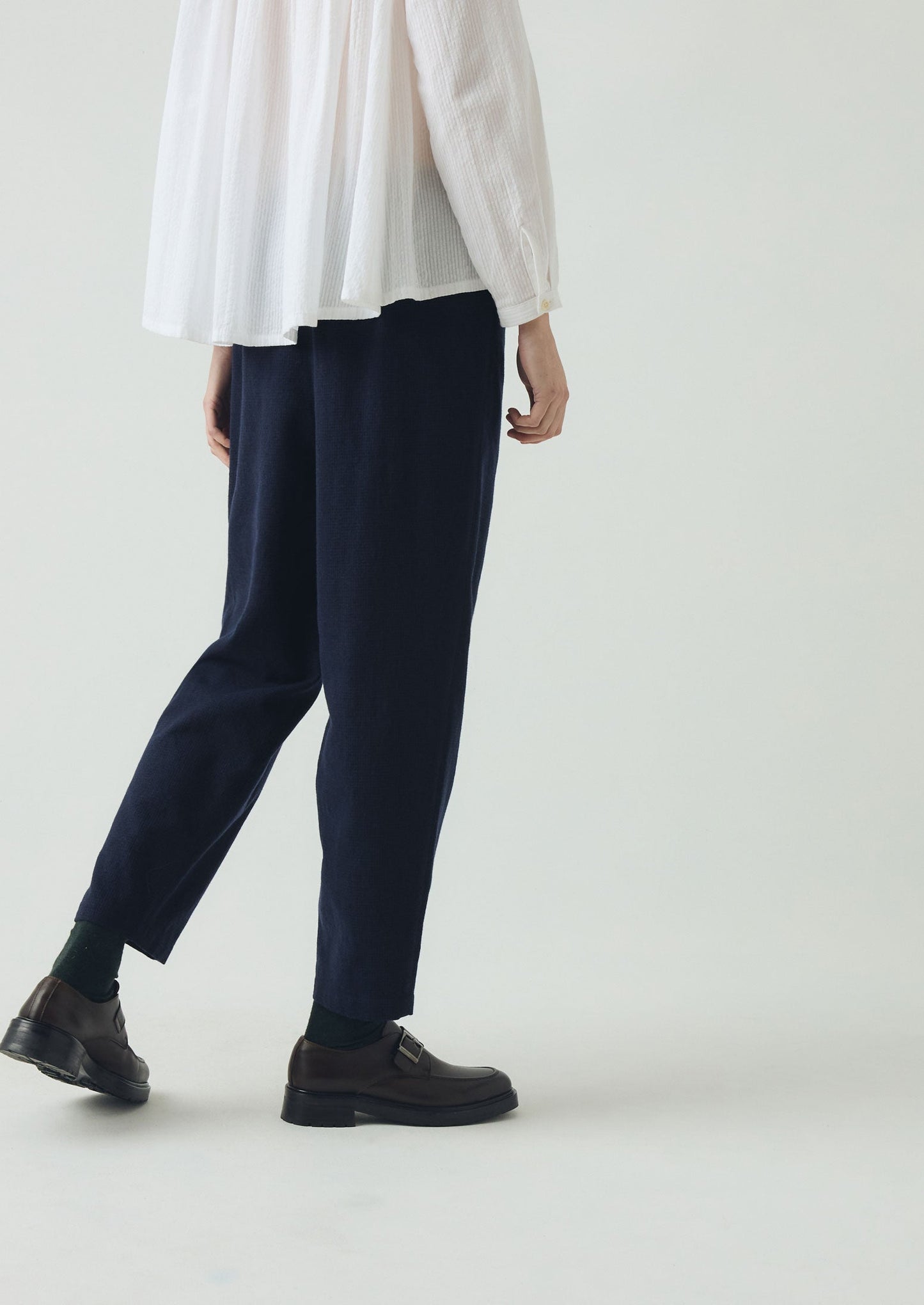 Pantaloni Alix in cotone e lana con motivo pied de poule | Blu navy scuro