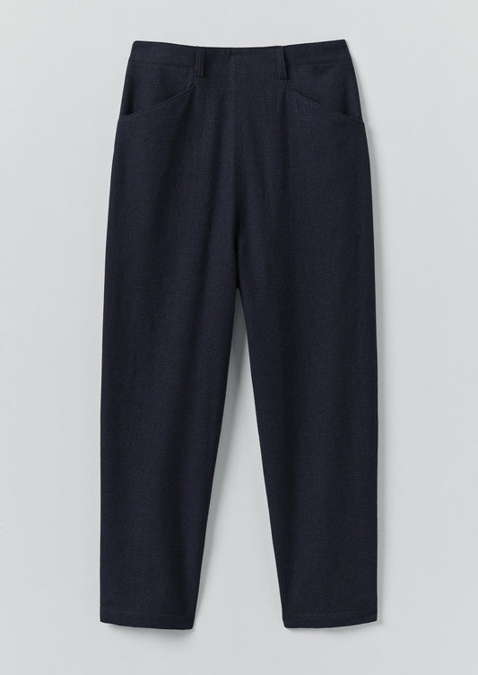 Pantaloni Alix in cotone e lana con motivo pied de poule | Blu navy scuro