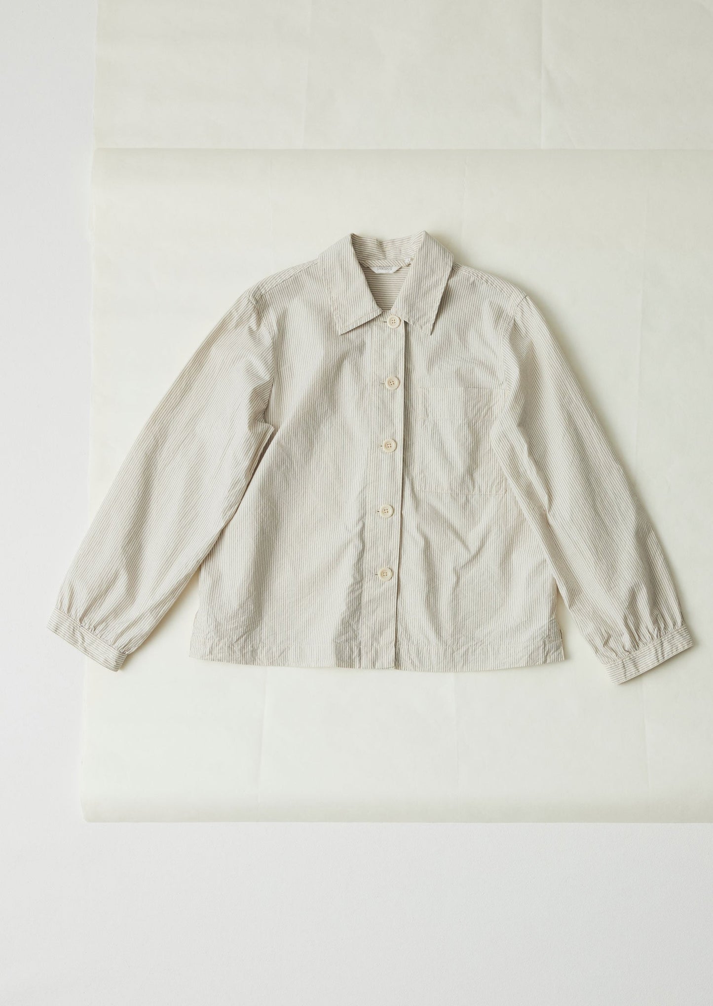 Camicia in cotone biologico a righe con tasca applicata Baya | Blu sbiadito dal sole