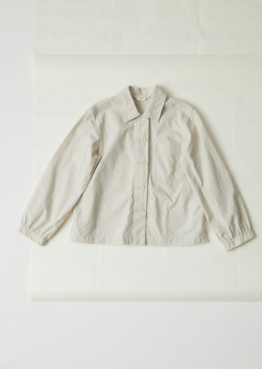 Camicia in cotone biologico a righe con tasca applicata Baya | Blu sbiadito dal sole
