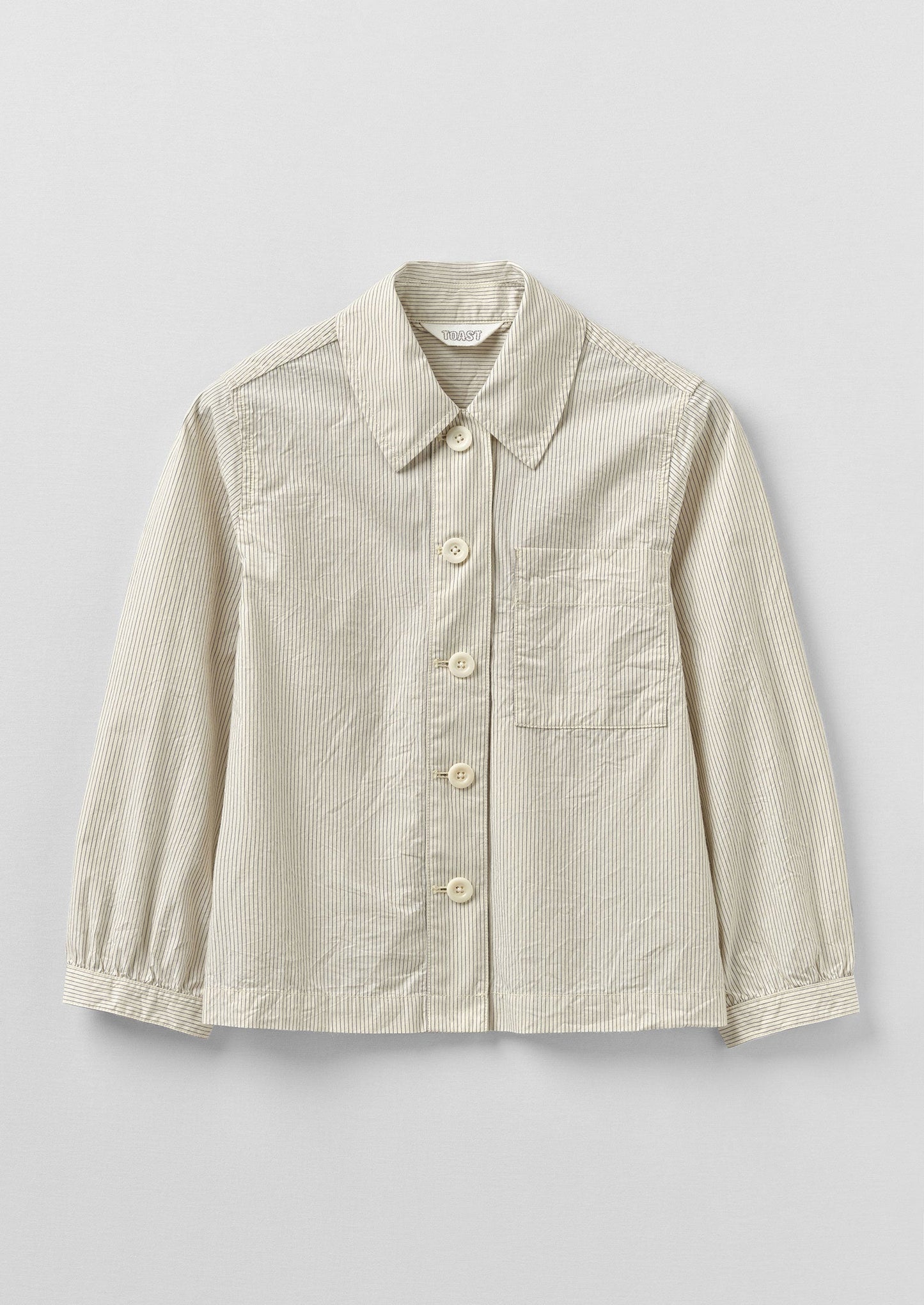 Camicia in cotone biologico a righe con tasca applicata Baya | Blu sbiadito dal sole