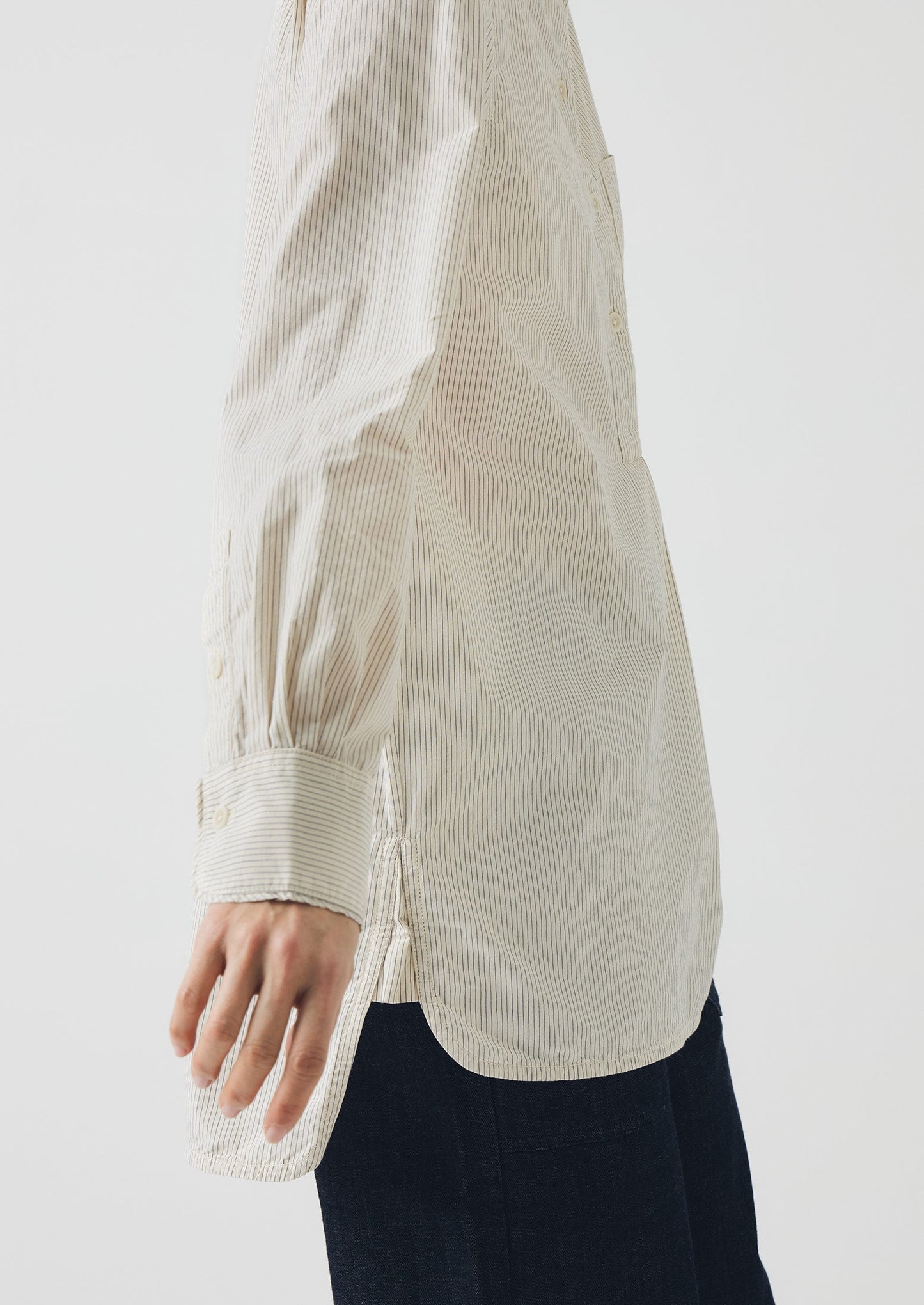 Camicia in cotone biologico a righe Taro | Blu sbiadito dal sole
