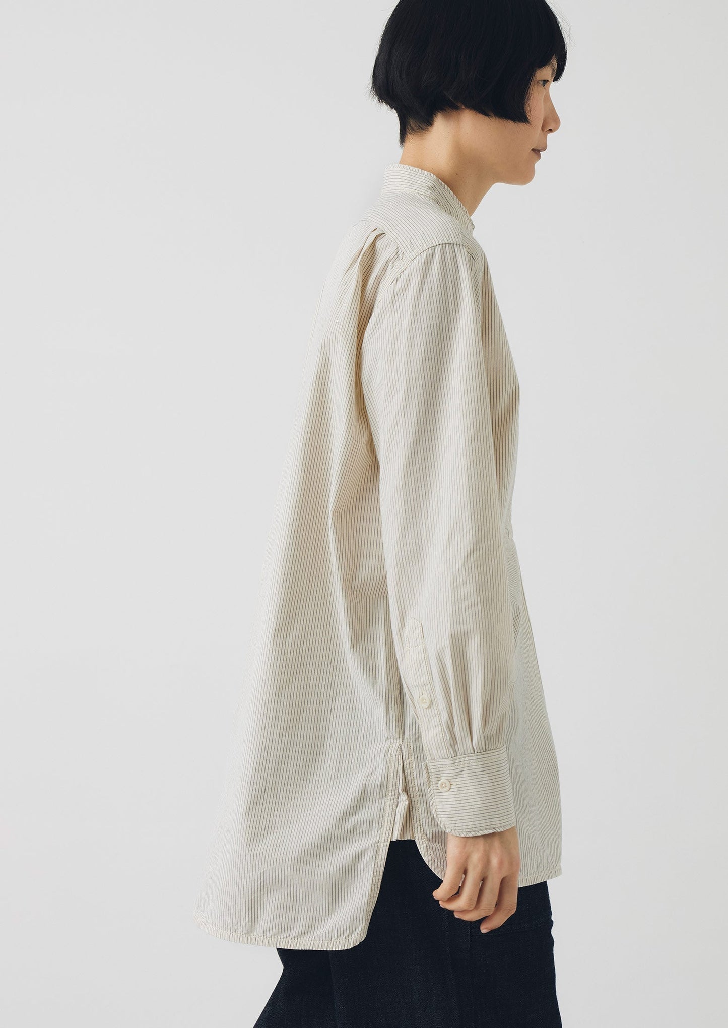 Camicia in cotone biologico a righe Taro | Blu sbiadito dal sole
