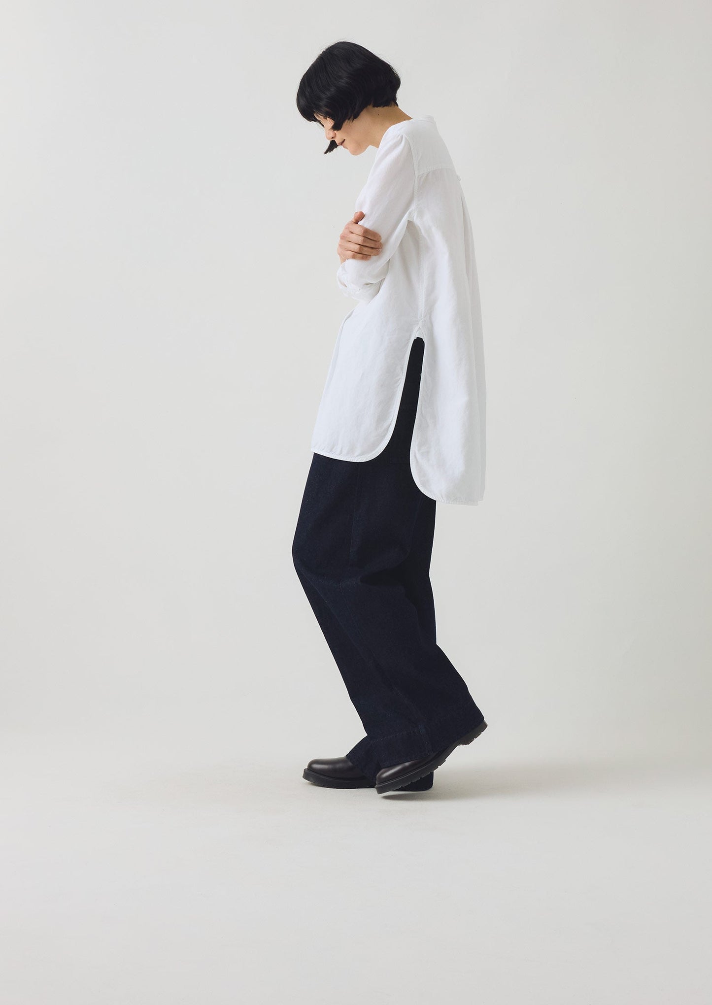 Camicia tunica in cotone e lino Elena | Bianco carta
