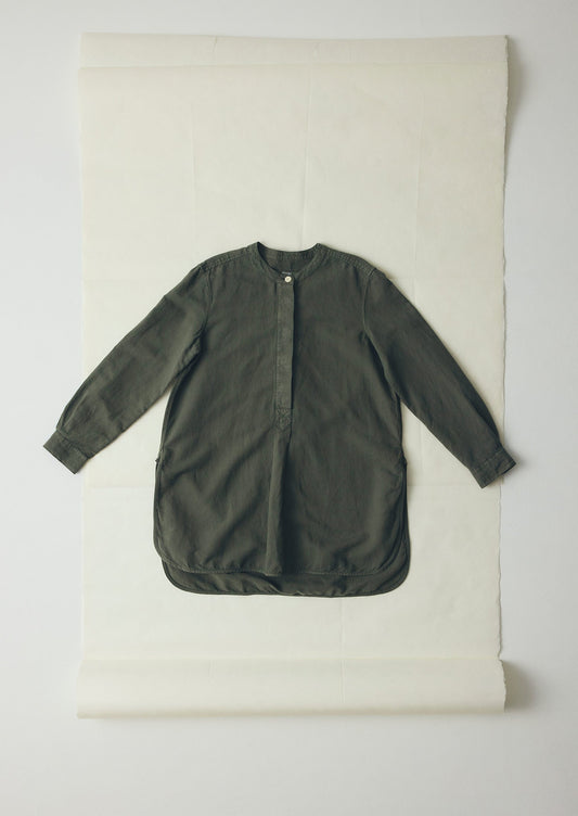 Camicia tunica in cotone e lino Elena | Cachi spolverato