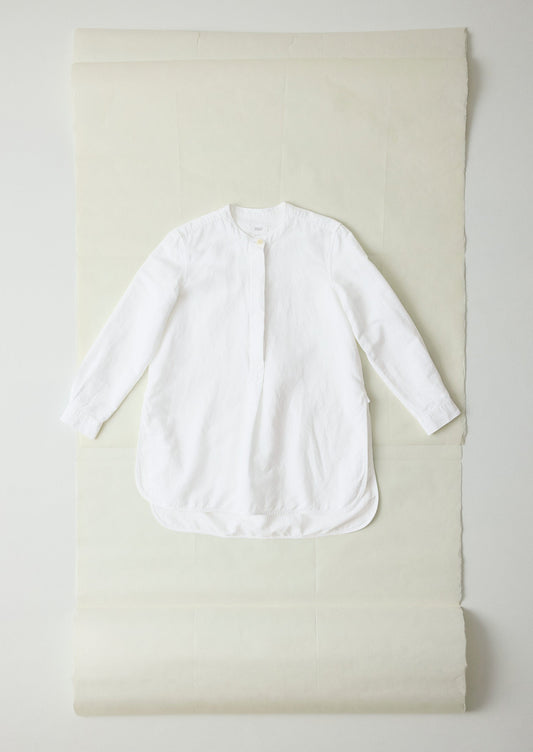 Camicia tunica in cotone e lino Elena | Bianco carta