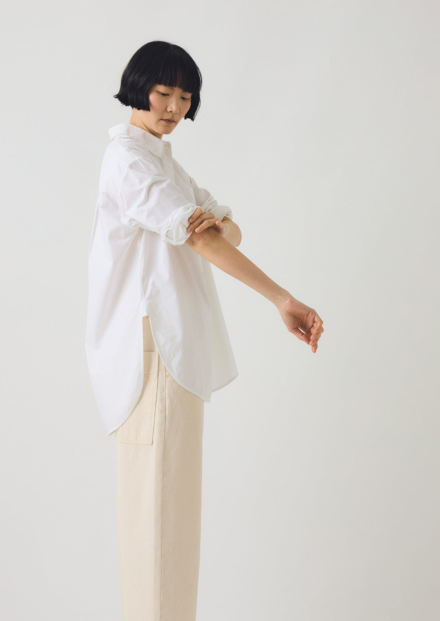 Camicia lunga oversize in cotone Oxford | Bianca