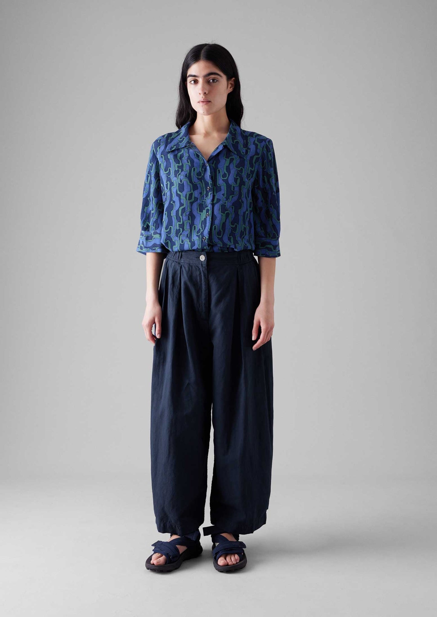 Camicia con stampa a nastro Gia | Blu/Verde rame