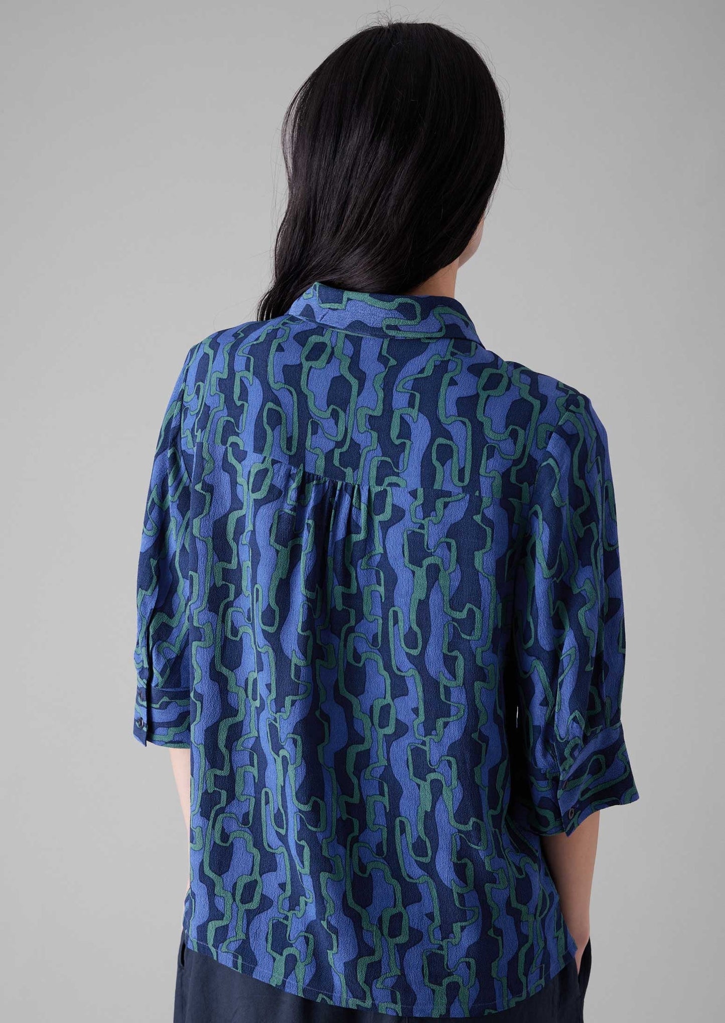 Camicia con stampa a nastro Gia | Blu/Verde rame