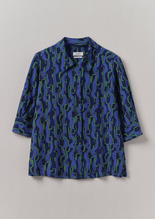 Camicia con stampa a nastro Gia | Blu/Verde rame