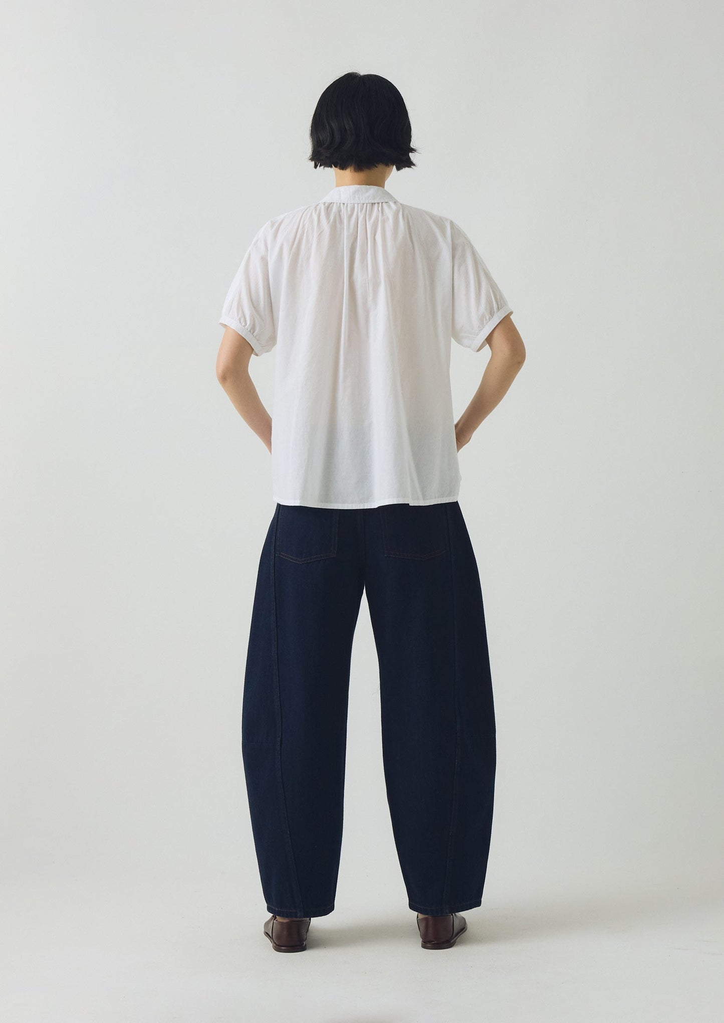 Camicia in chambray di cotone arricciato | Bianca