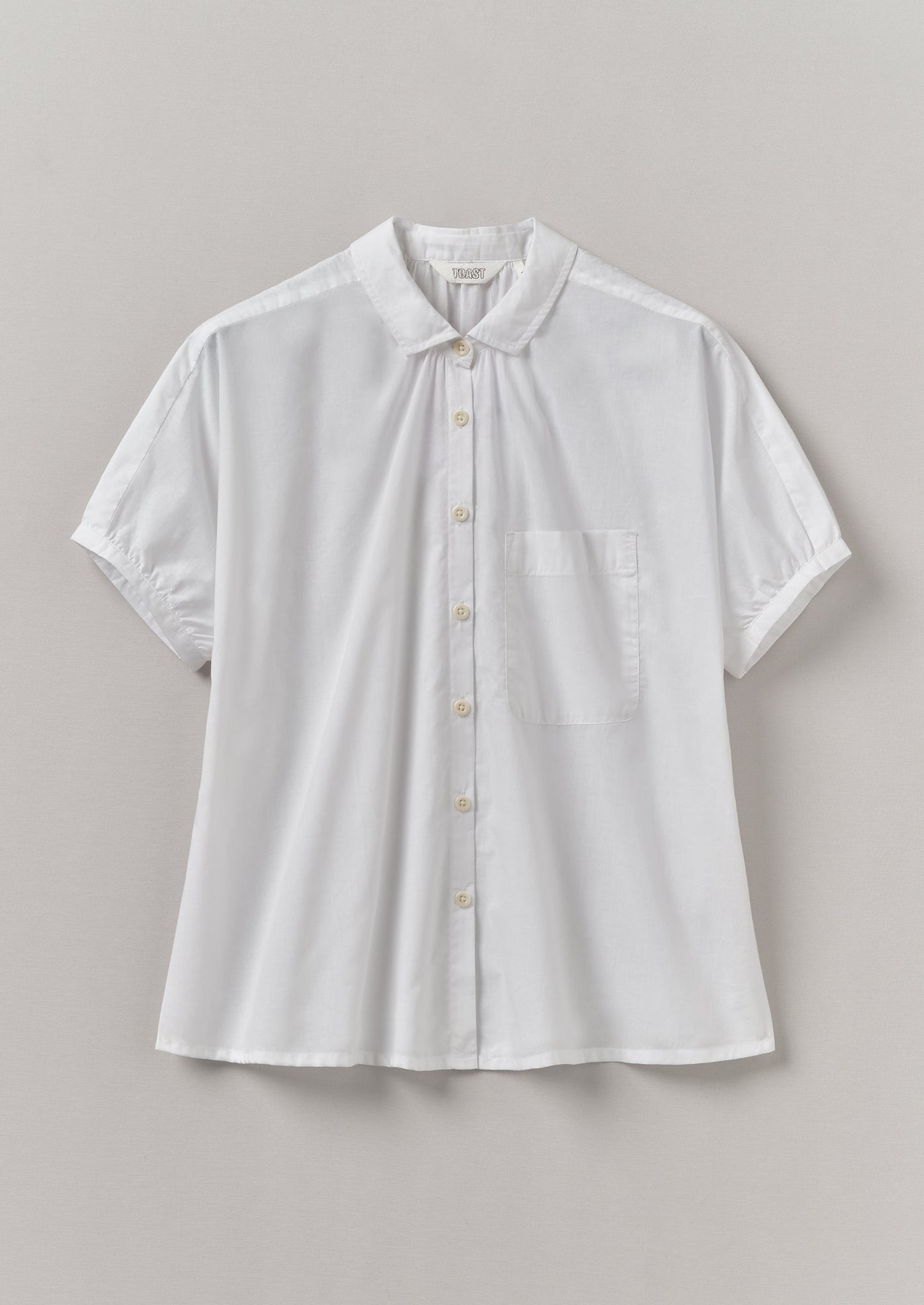 Camicia in chambray di cotone arricciato | Bianca