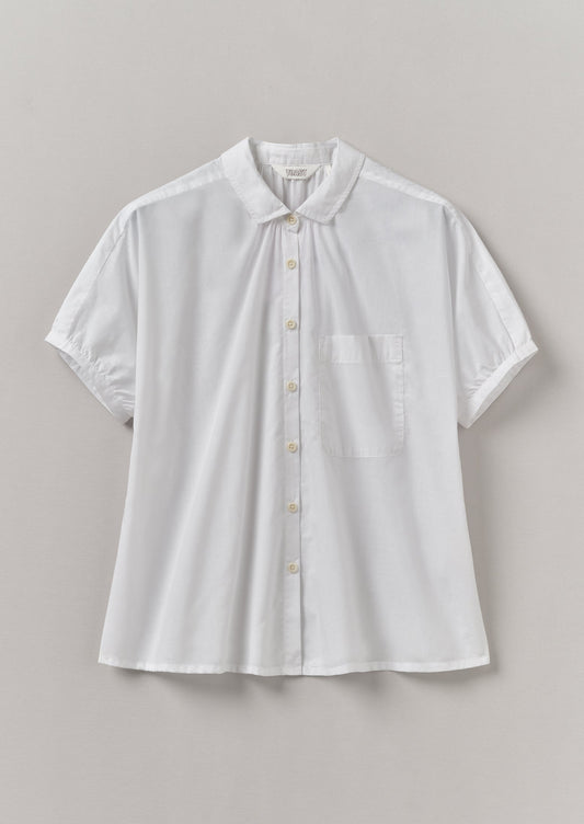 Camicia in chambray di cotone arricciato | Bianca