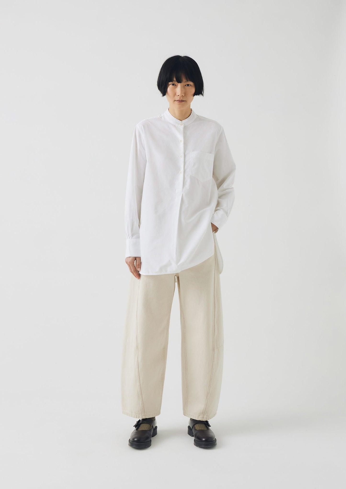 Camicia lunga in cotone Oxford Taro | Bianca