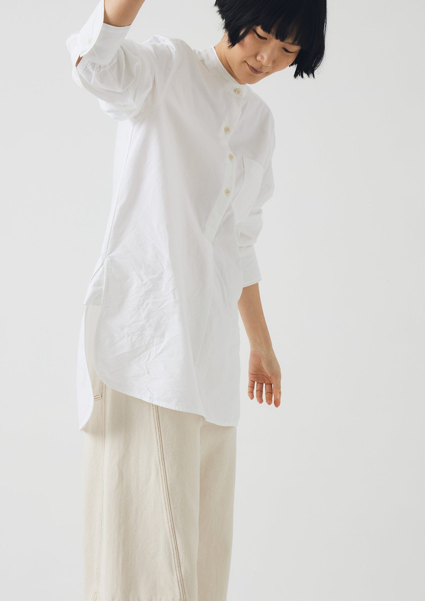 Camicia lunga in cotone Oxford Taro | Bianca