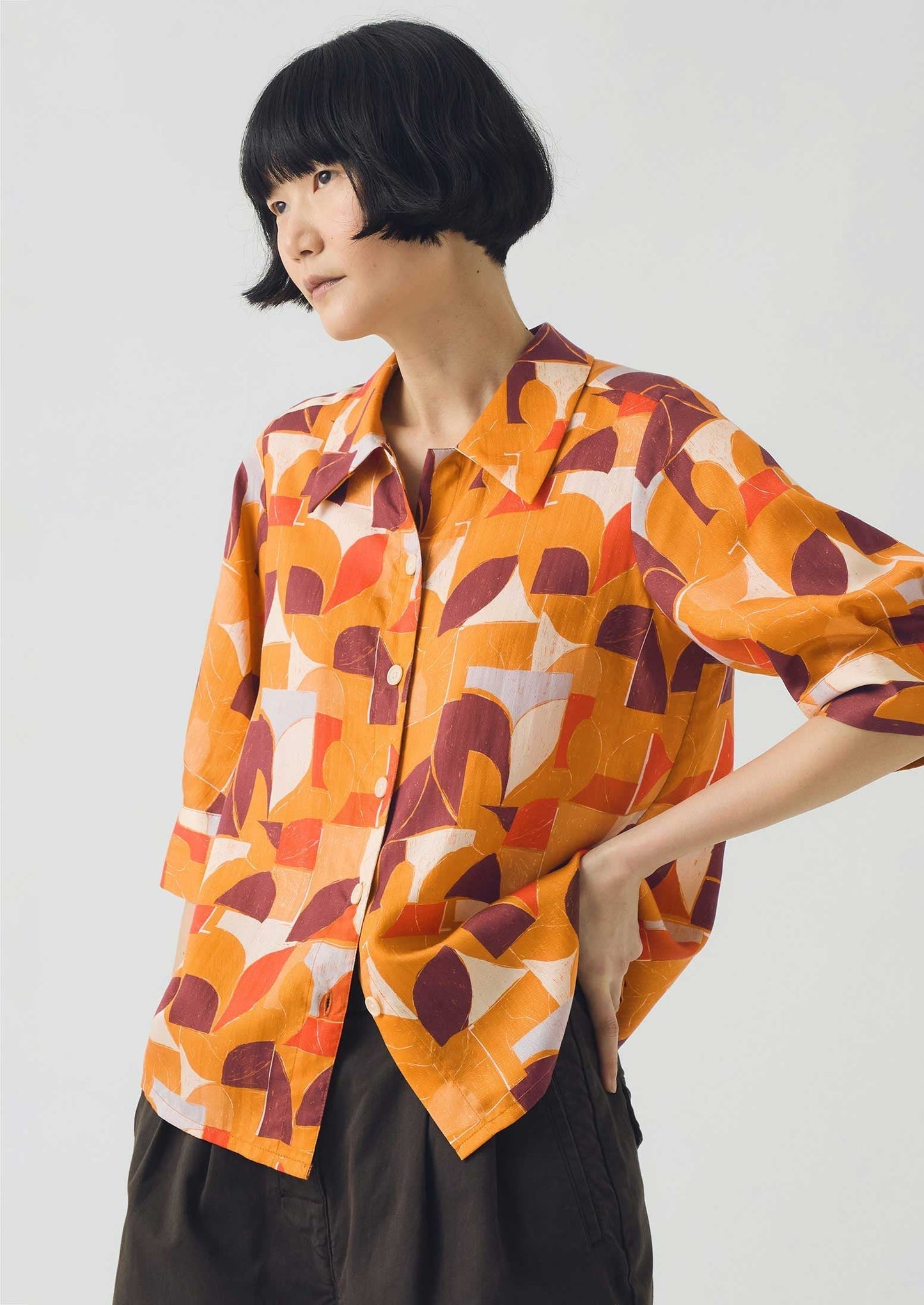 Camicia stampata con motivo a scatola di vernice Gia | Zenzero