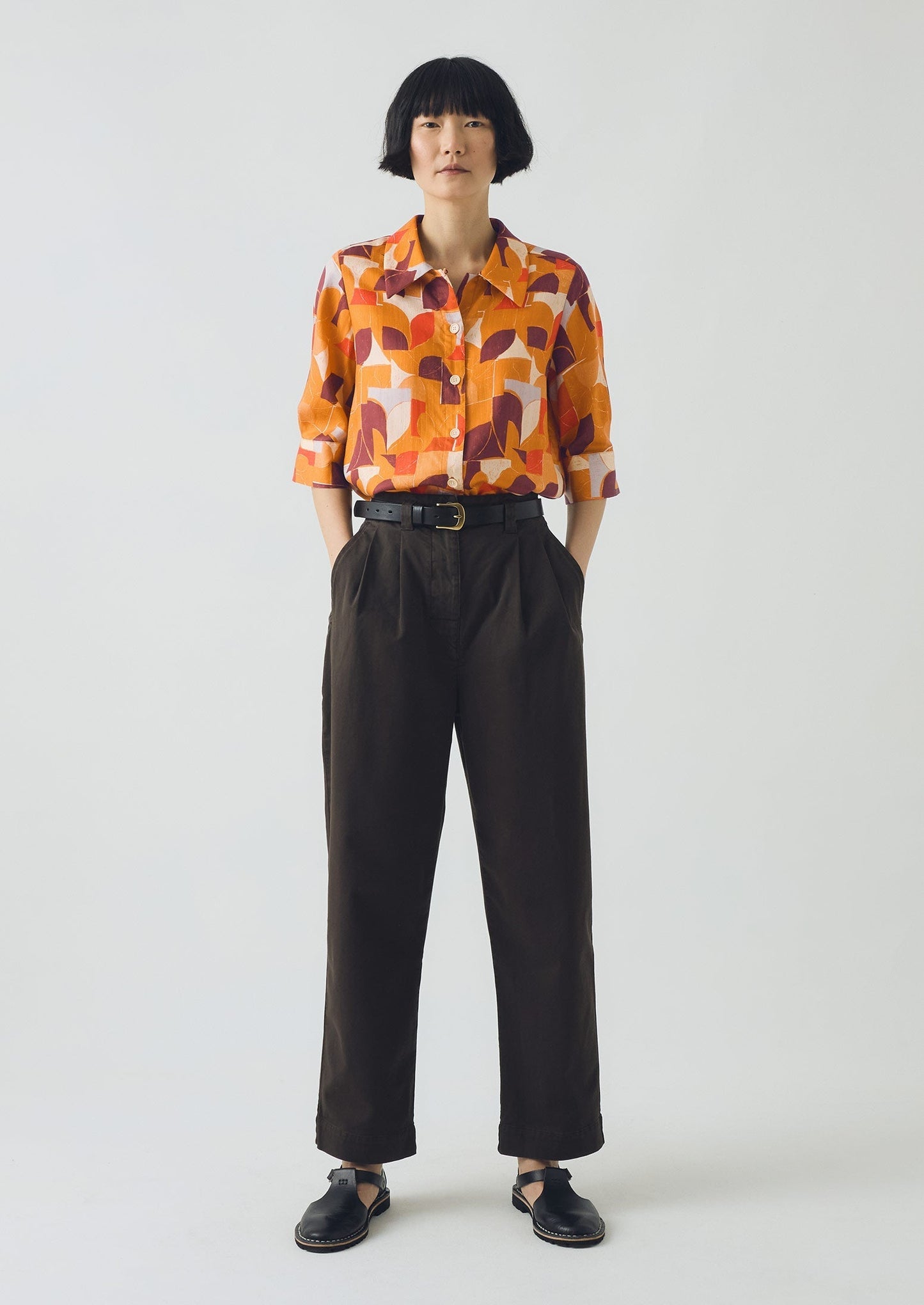 Camicia stampata con motivo a scatola di vernice Gia | Zenzero
