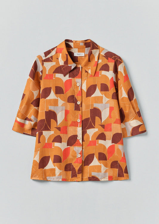 Camicia stampata con motivo a scatola di vernice Gia | Zenzero