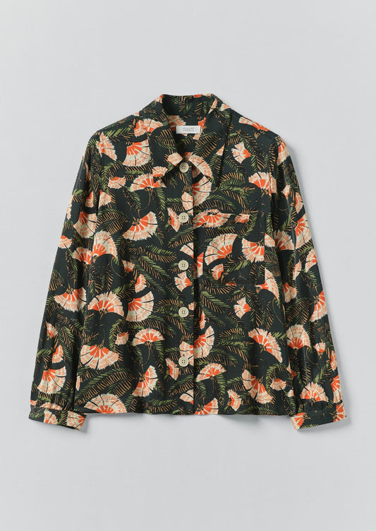 Camicia stampata Baya Dianthus | Verde notte