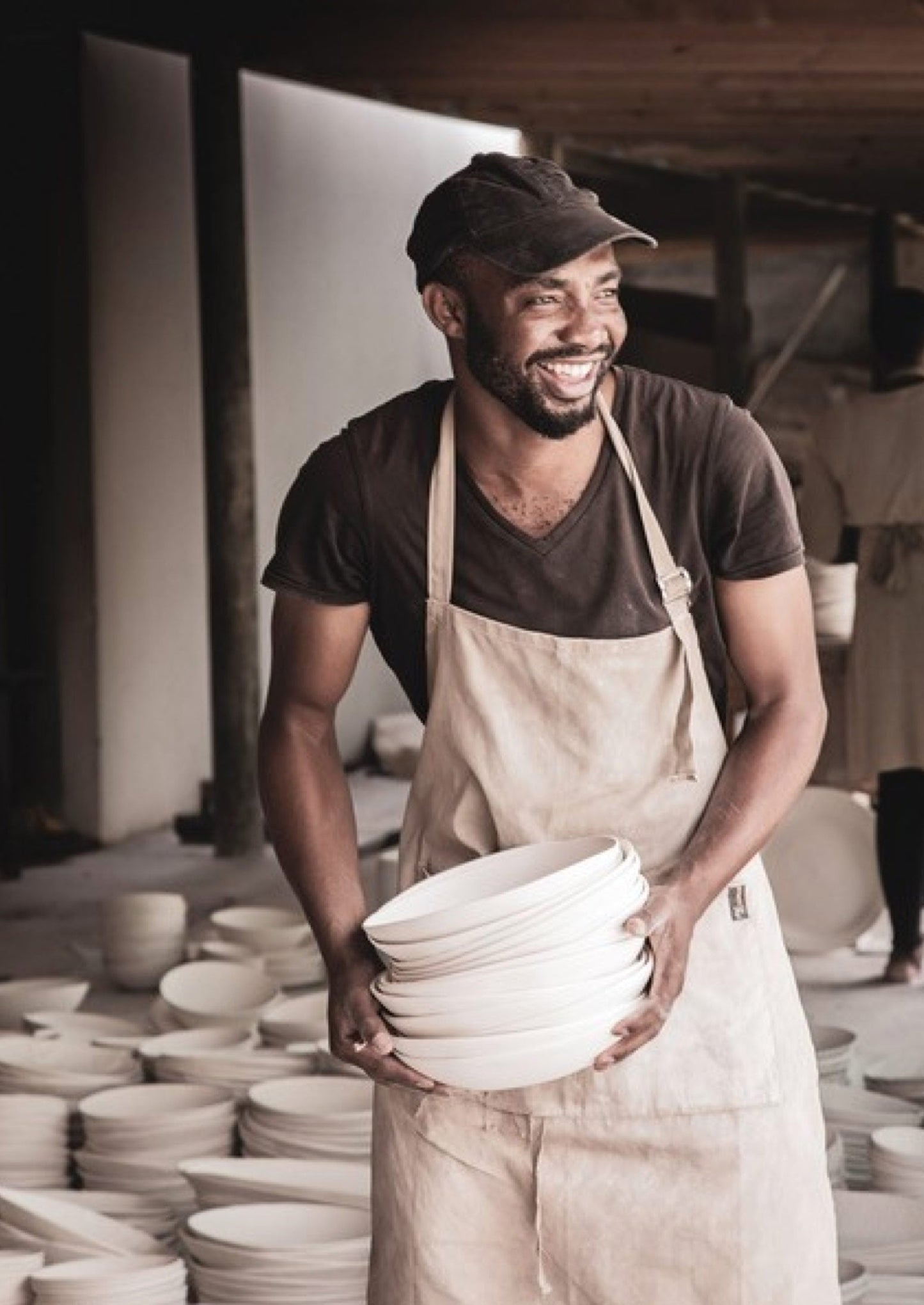Piatto da portata Wonki Ware White Wash | Naturale/Bianco