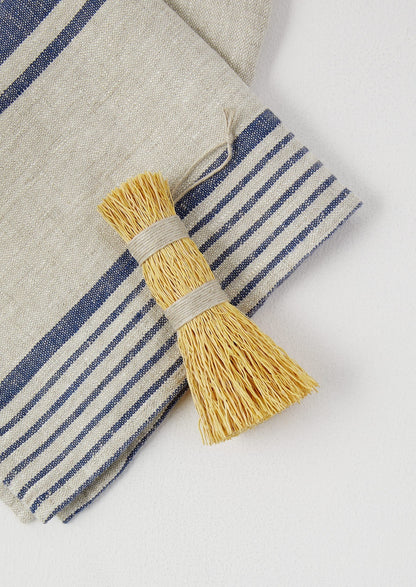 Strofinaccio in lino a righe irregolari | Naturale/Blu