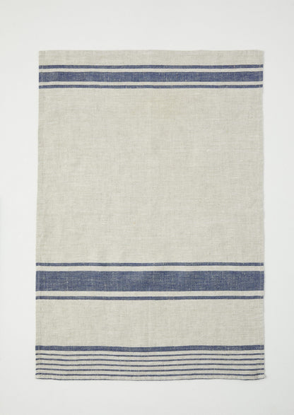 Strofinaccio in lino a righe irregolari | Naturale/Blu