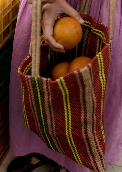 Borsa a tracolla in iuta a righe Turtle Bags | Nasturzio