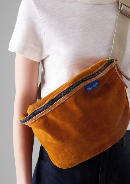 Borsa a tracolla in pelle scamosciata Bleu De Chauffe | Ocra
