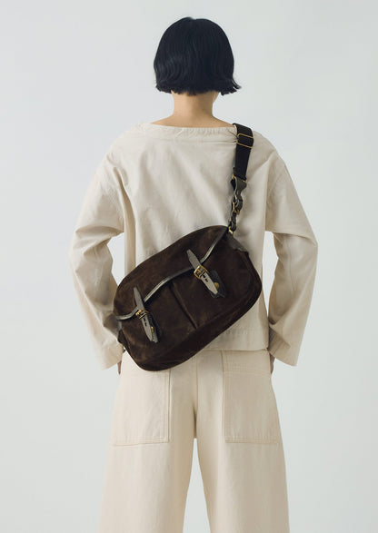 Borsa in pelle scamosciata Musette Bleu De Chauffe | Marrone Marrone