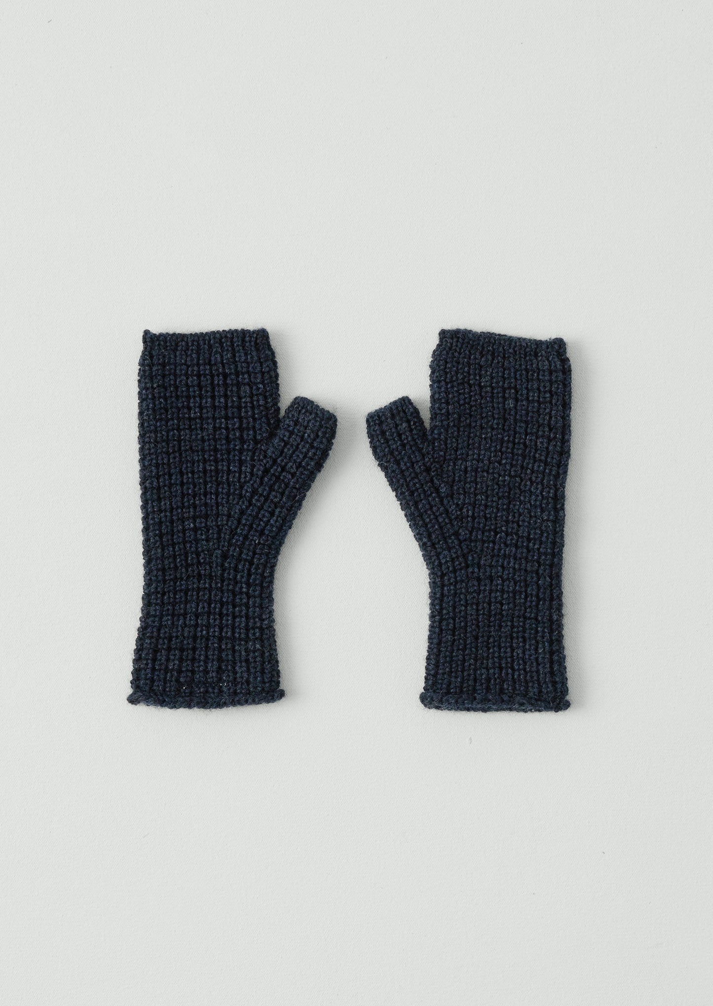 Guanti senza dita con punto waffle | Blu navy mélange