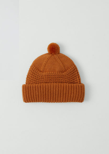 Berretto in lana con punto waffle | Albicocca