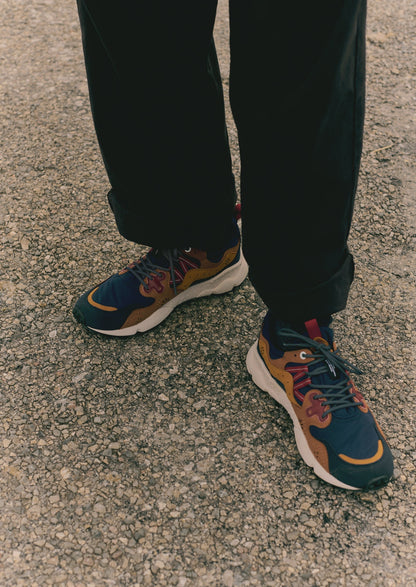 Sneakers Flower Mountain Yamano Kaiso con pannelli | Indaco/Zenzero