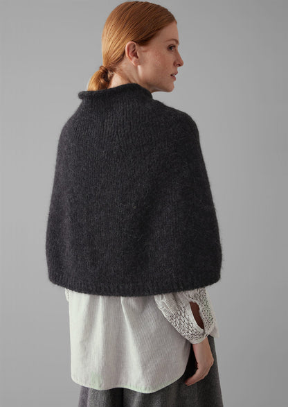 Poncho lavorato a maglia in misto alpaca Lofty | Carbone