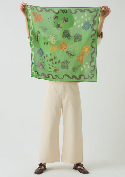 Bandana in cotone con stampa floreale Archivist | Verde erba