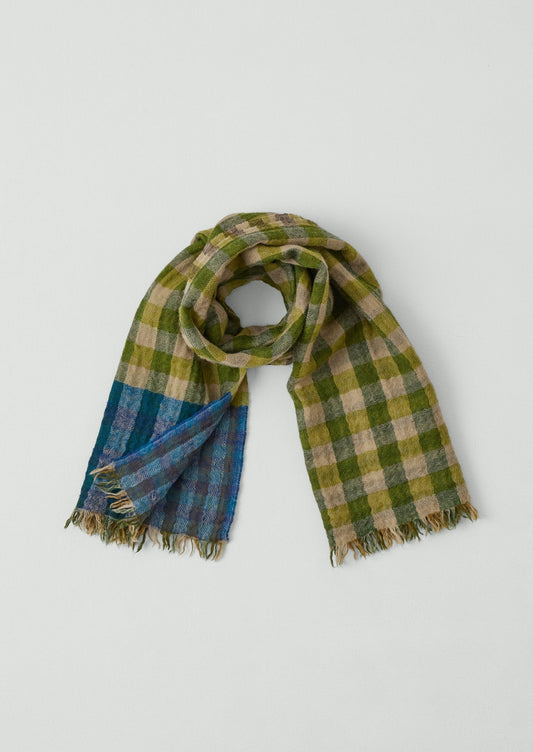 Sciarpa tessuta a mano con motivo a quadretti Dyad Knot | Croft Green