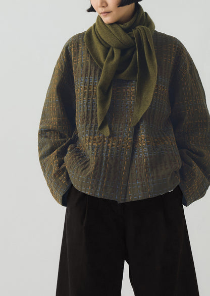 Bandana grande in lana e cashmere | Oliva