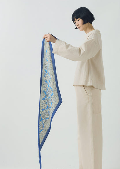 Bandana in cotone con stampa Paisley | Blu inchiostro