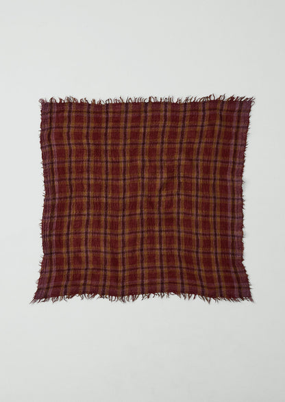 Sciarpa in lana cotta con motivo a quadri | Rosso mattone
