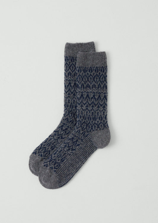 Calzini jacquard a rombi | Grigio mélange/blu