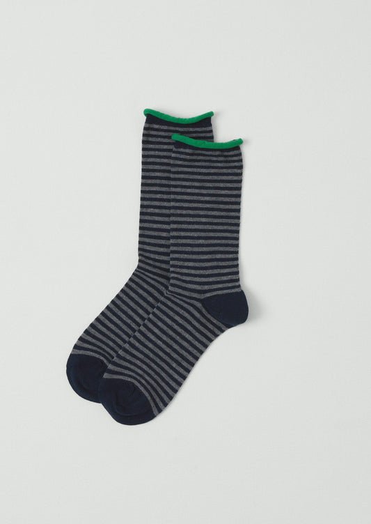 Calzini a righe in cotone e cashmere | Grigio/Blu navy