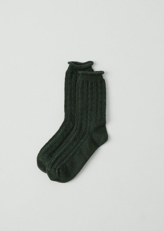 Calzini in cotone con punto Guernsey | Verde scuro